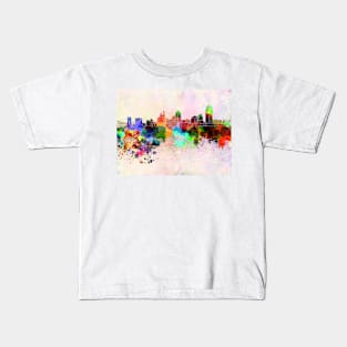 Cincinnati skyline in watercolor background Kids T-Shirt